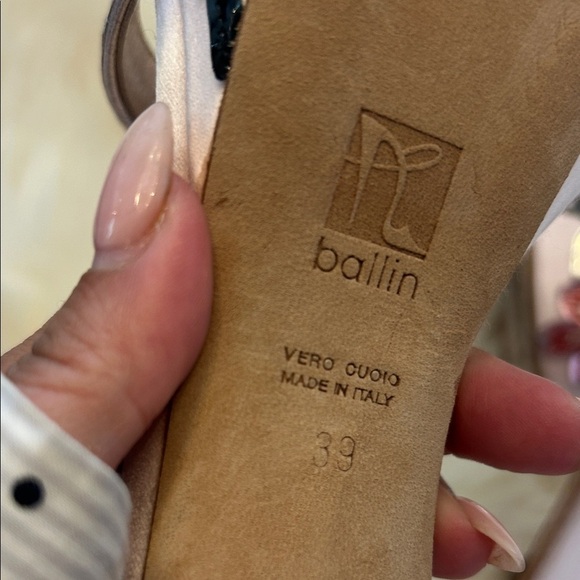 BALLIN Vintage Pink Satin Floral Metallic Heels Size 39 - Picture 7 of 16